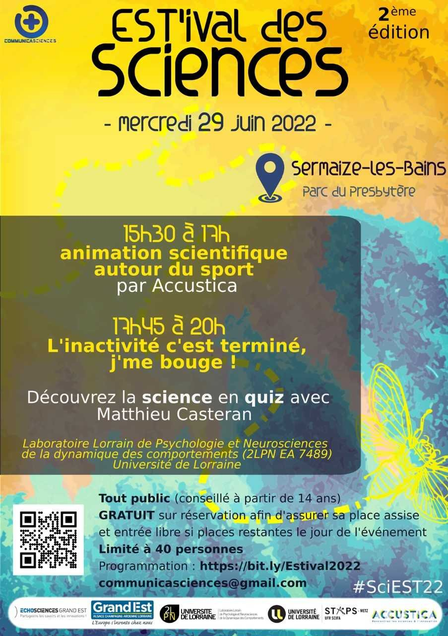 5ème étape de l’EST’ival des Sciences le mercredi 29 juin à Sermaize-les-Bains