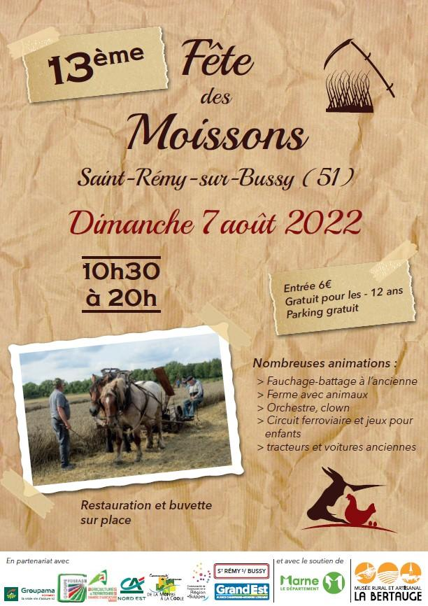 Fête des Moissons à Saint-Rémy-sur-Bussy le dimanche 7 août 2022 entre 10h30 et 20 h