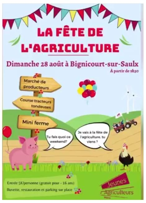 La Fête de l’agriculture, Dimanche 28 août 2022 à Bignicourt sur Saulx
