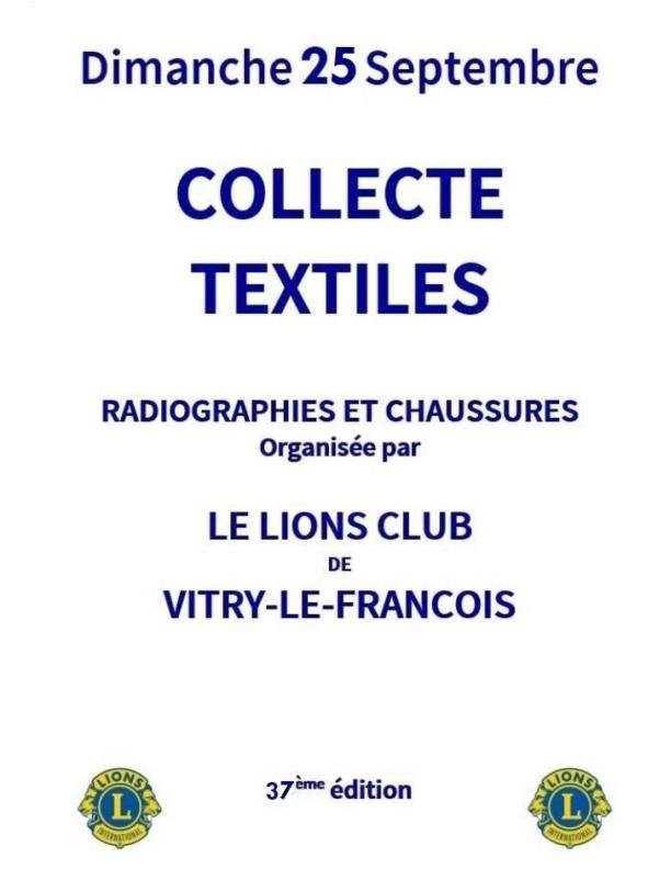 Collecte des textiles 2022 du Lions club de Vitry-le-François