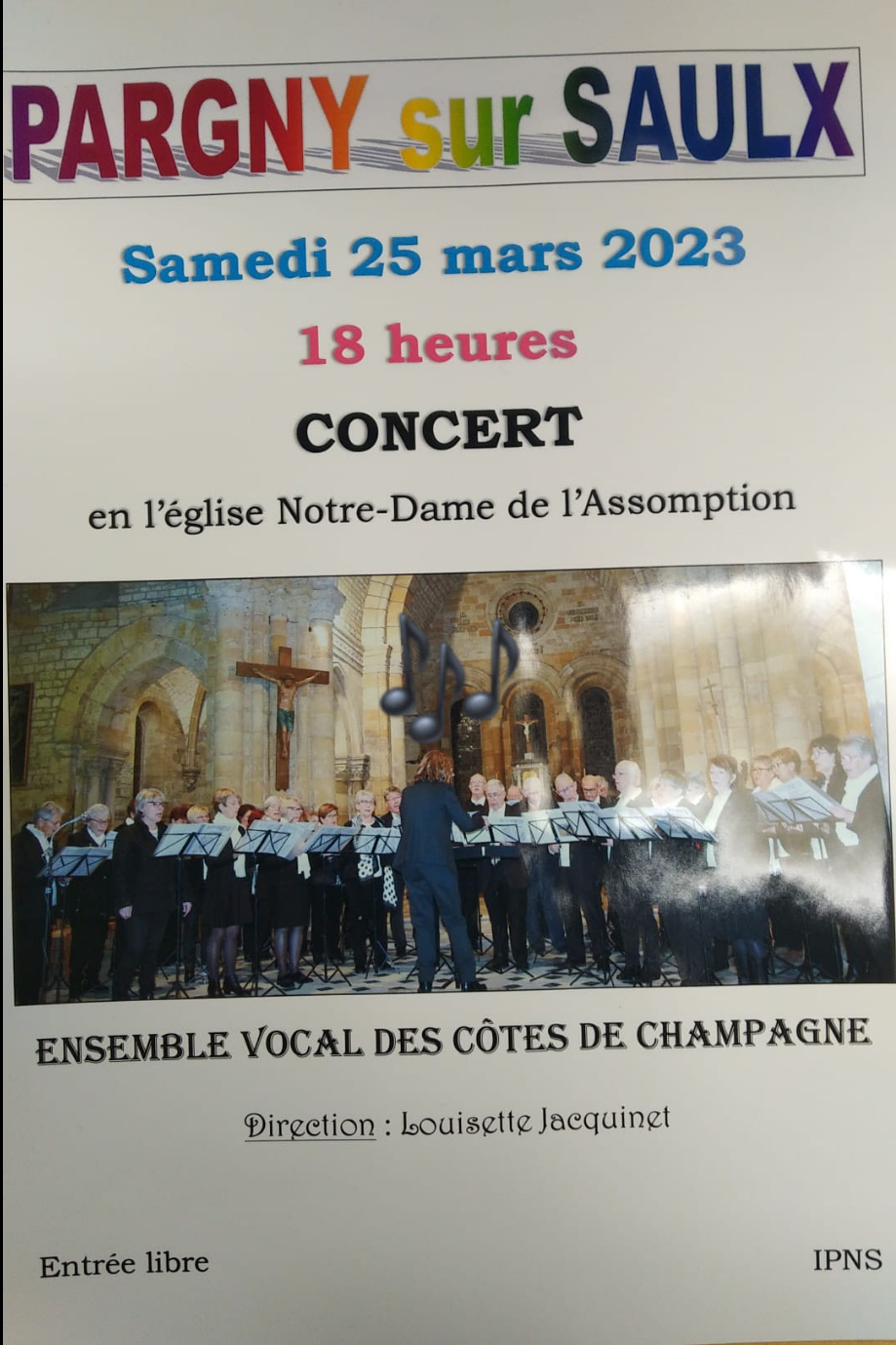 Pargny sur Saulx, le 25 mars 2023 à 18h, concert en l’église Notre Dame de l’Assomption