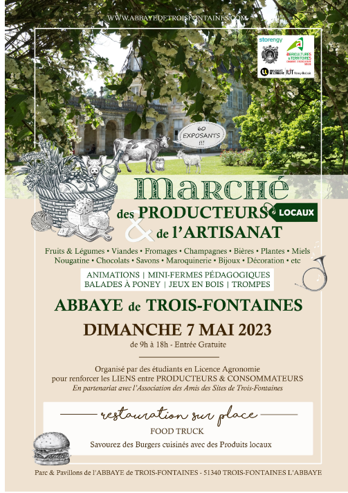 Abbaye de Trois-Fontaines Marché des producteurs et de l’artisanat dimanche 7 mai 2023