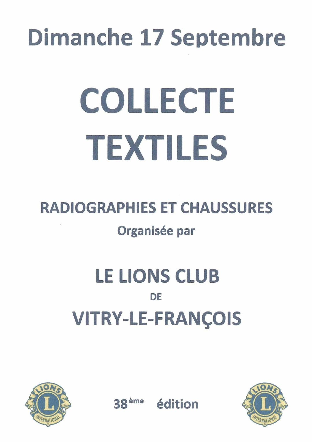 Collecte des textiles 2023 du Lions club de Vitry-le-François