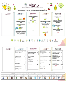 Menu scolaire de la semaine du 31 août au 04 septembre 2026
