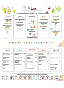 Menu scolaire de la semaine du 7 au 11 septembre 2026